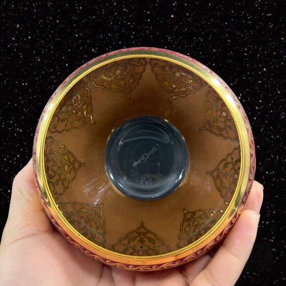 Decorium Turkish Glass Handcrafted Candy Dish Bowl Gold Gild W Lid Marked VTG - Picture 4 of 16